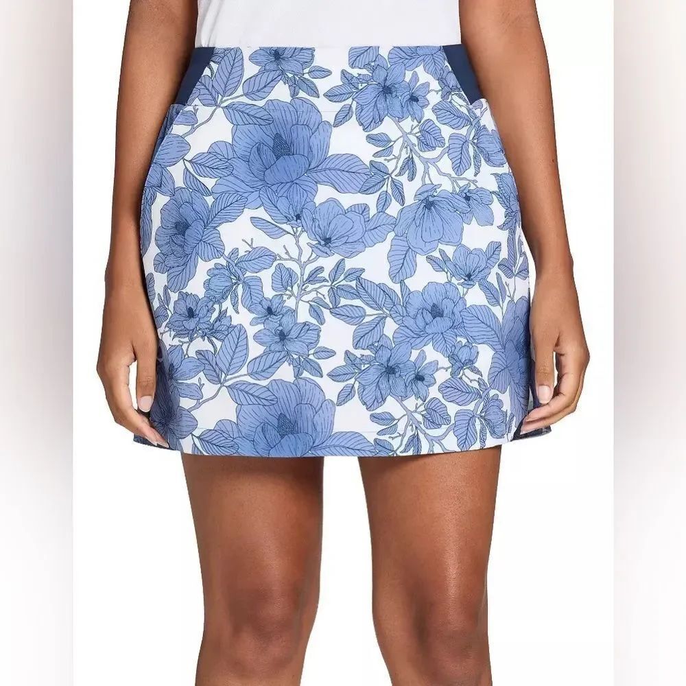 Walter Hagen Performance 11 Lightweight Golf Skort 16” NWT XS Blooms Mid Blue
